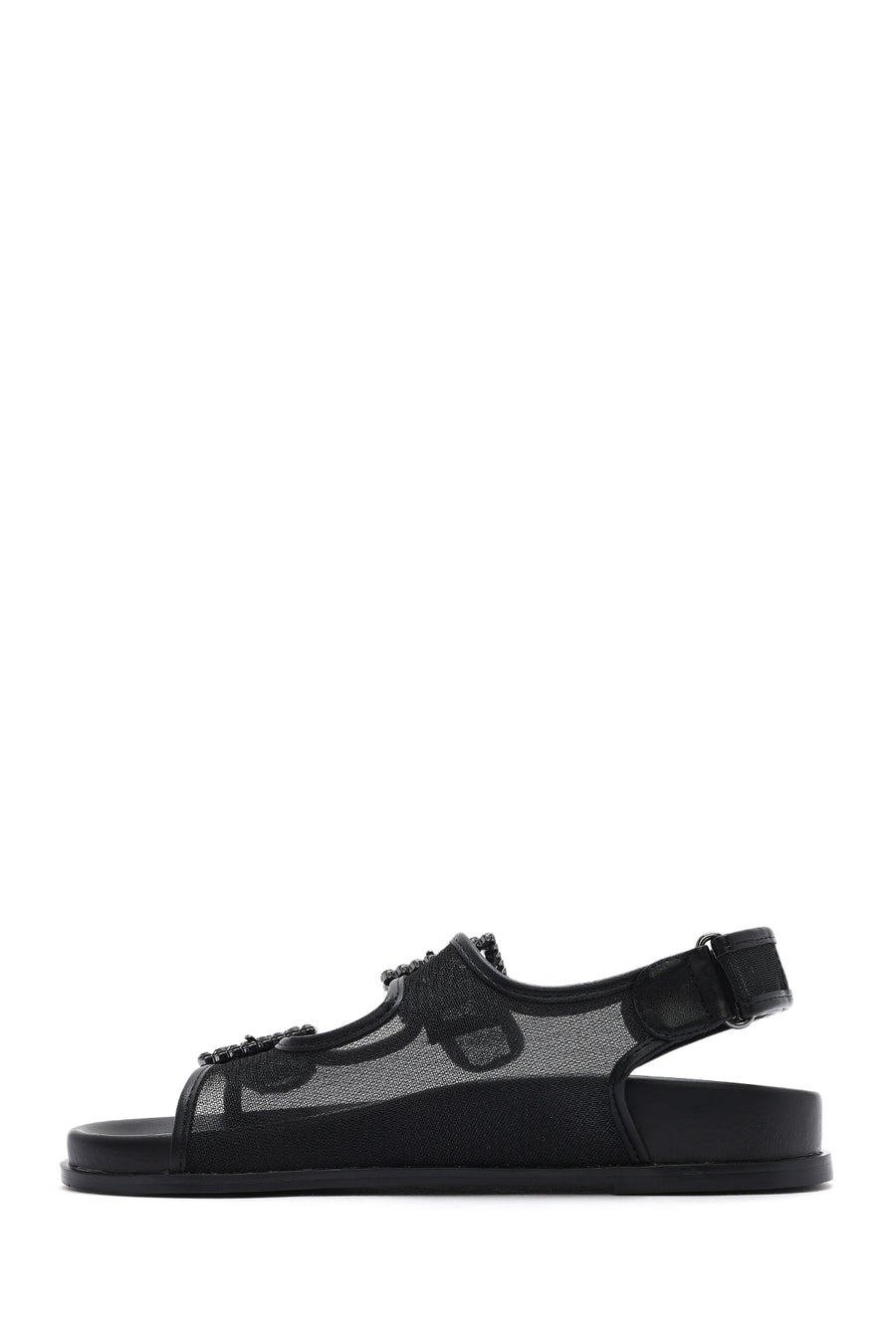 Women's Black Stone Buckle Sandals