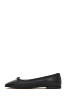 Derimod Flex Women's Black Bowknot Leather Ballerinas | Derimod