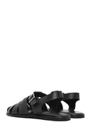 Women's Black Buckled Leather Sandals | Derimod