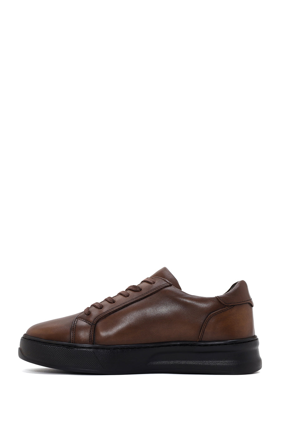 Men's Brown Lace-Up Leather Sneakers