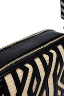 Women's Black Long Strap Patterned Crossbody Bag | Derimod
