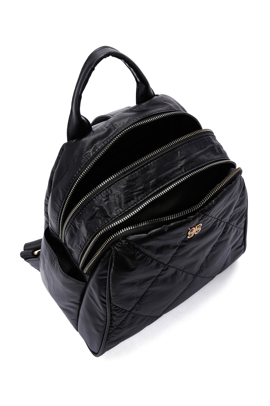 Women's Black Quilted Backpack
