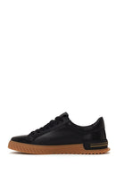 Erkek Siyah Bağcıklı Deri Casual Sneaker | Derimod