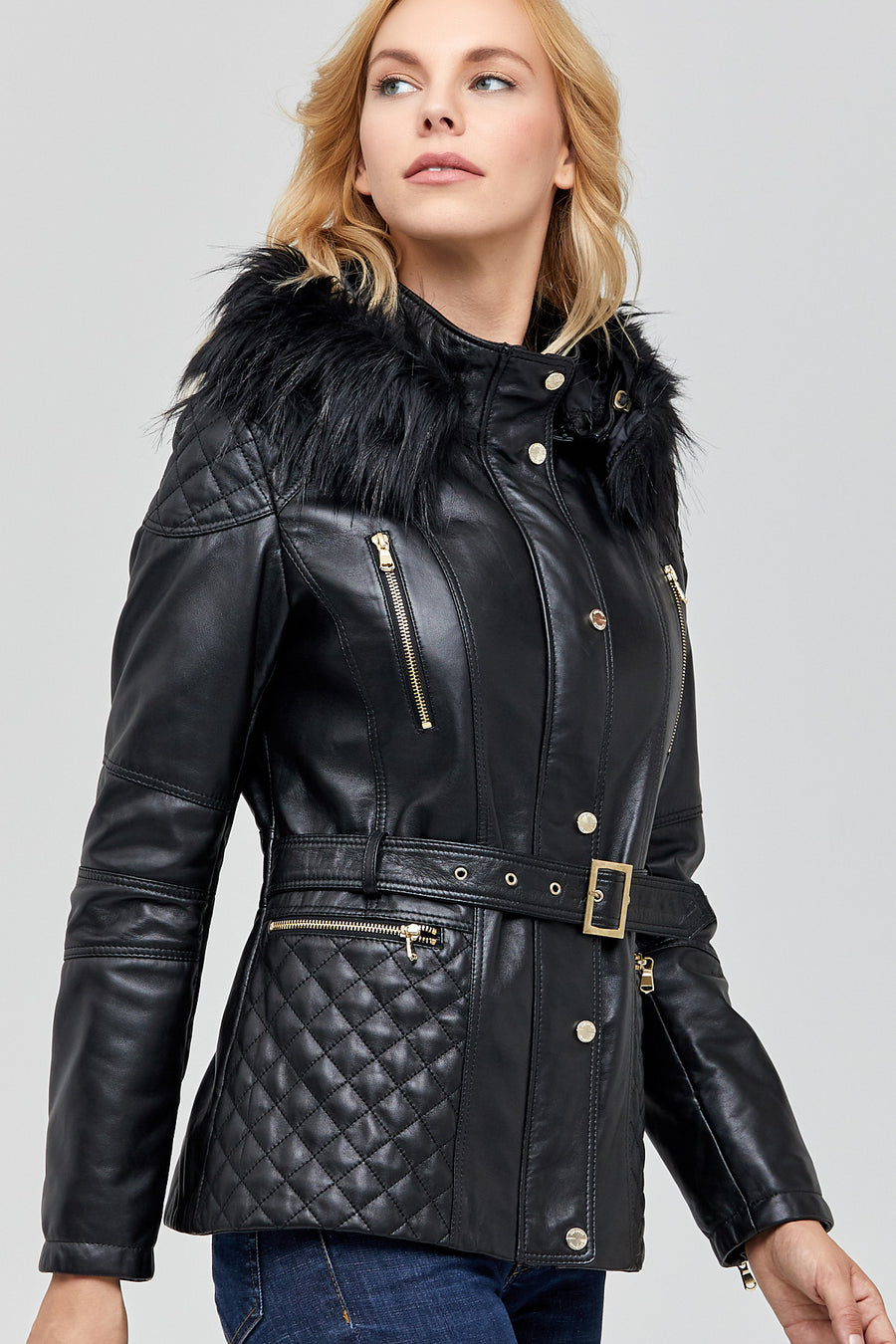 Kimberly Women's Leather Jacket 19WGE58051M | Derimod
