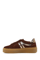Woman Brown Lace-Up Suede Leather Sneaker | Derimod