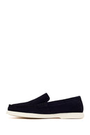 Male Navy Suede Leather Loafer | Derimod