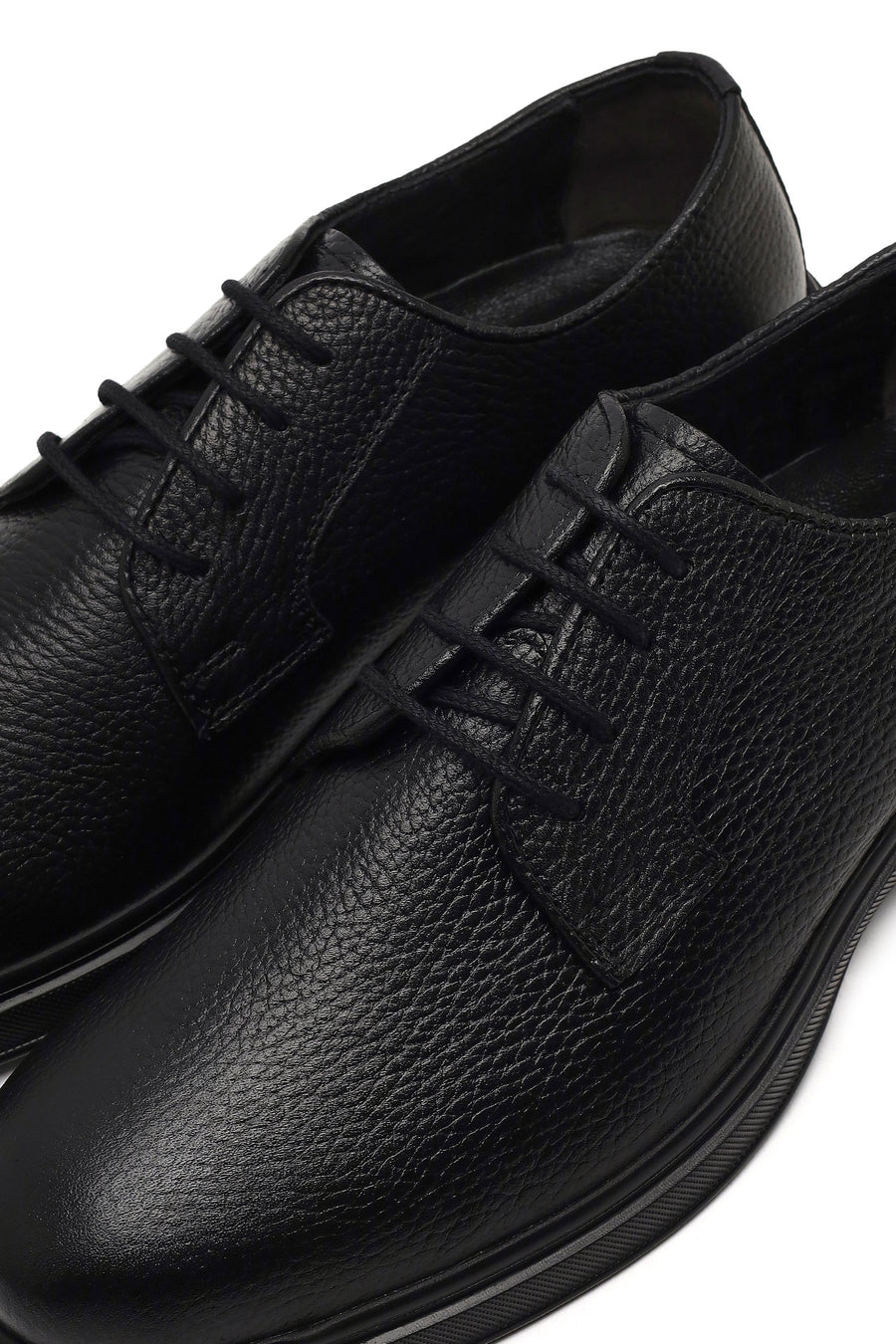 Men's Black Lace-Up Leather Casual Shoes