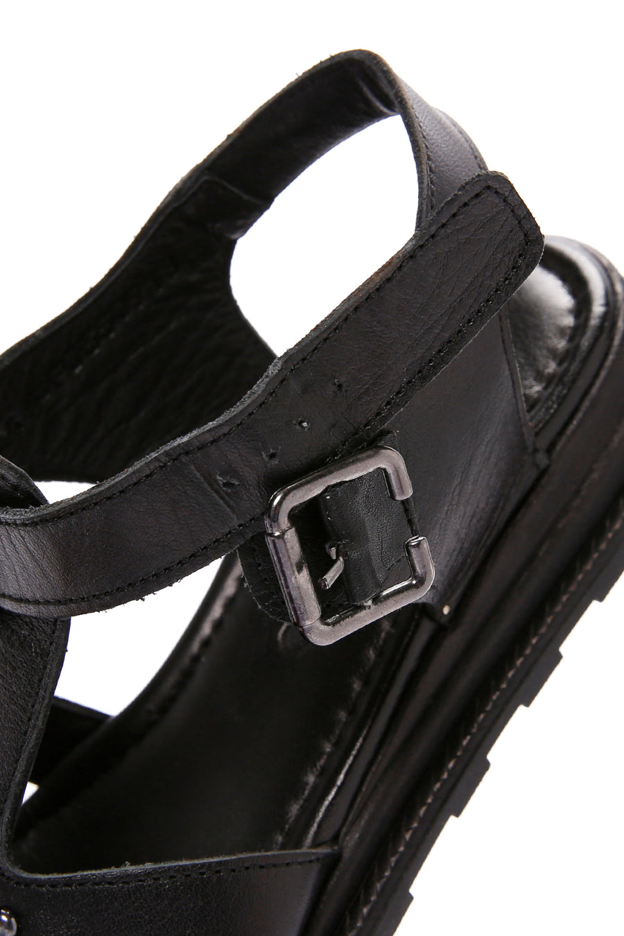 Women's Black Ankle Strap Leather Sandals