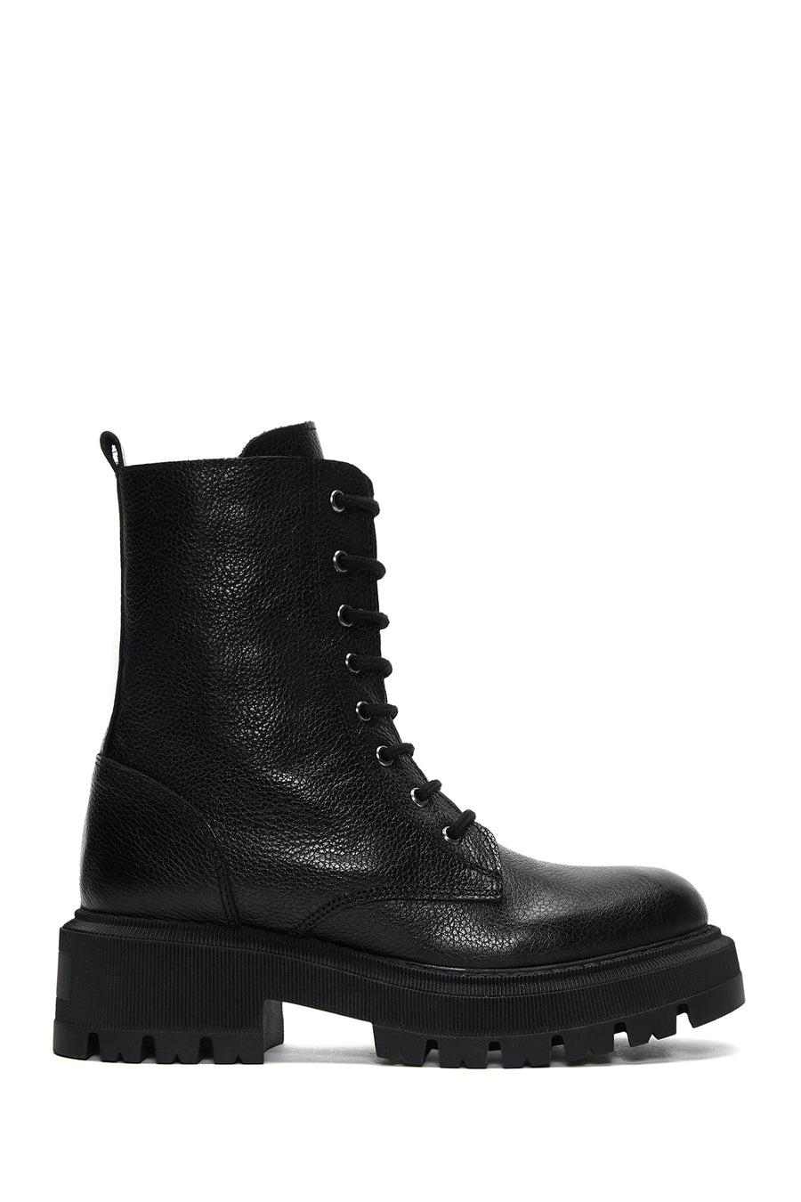 Women's Black Leather Zippered Boots 22WFD195618 | Derimod