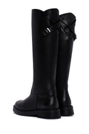 Women's Black Zippered Leather Boots | Derimod