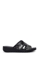 Woman Black Leather Comfort Slipper | Derimod