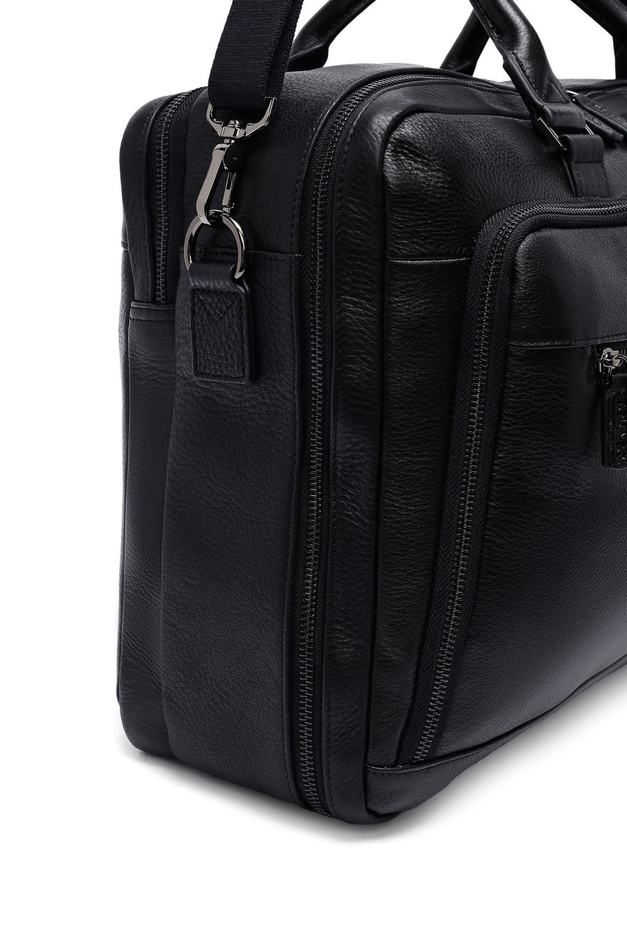 Men's Black Long Suspender Leather Briefcase