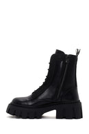 Women's Black Thick Soled Zippered Leather Boots | Derimod