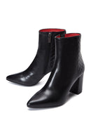 Women's Black Leather Gritti For Derimod Heeled Boots | Derimod