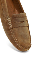 Women's Tan Suede Leather Loafer | Derimod