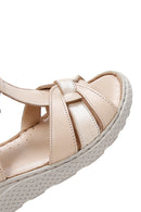 Women's Beige Strapped Thick-Soled Leather Comfort Sandals | Derimod