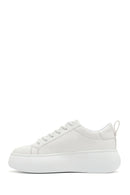 Women's White Lace-Up Thick Soled Sneaker | Derimod