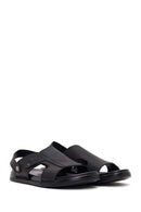 Male Black Nubuck Leather Sandals | Derimod