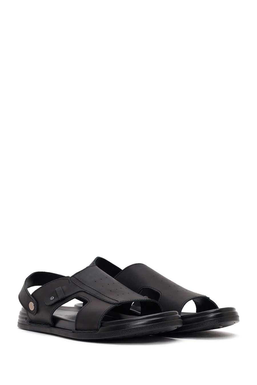 Male Black Nubuck Leather Sandals