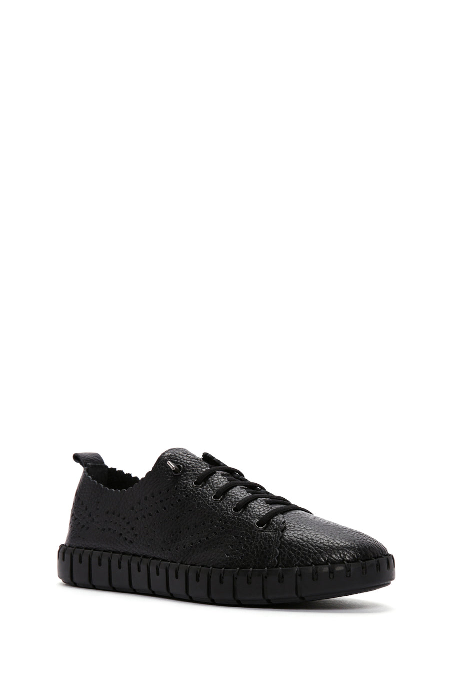 Woman Black Lace-up Patterned Leather Comfort Shoes