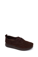 Woman Brown Lace-Up Thick-Soled Suede Comfort Shoes | Derimod