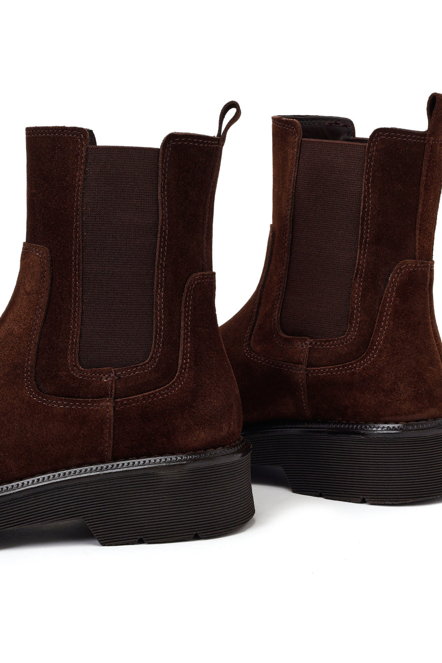 Woman Brown Thick-Soled Suede Chelsea Boots