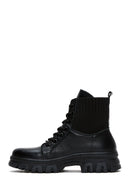 Women's Black Thick Soled Leather Boots | Derimod