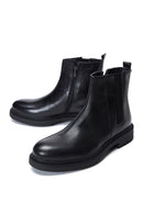 Men's Black Leather Zippered Boots | Derimod