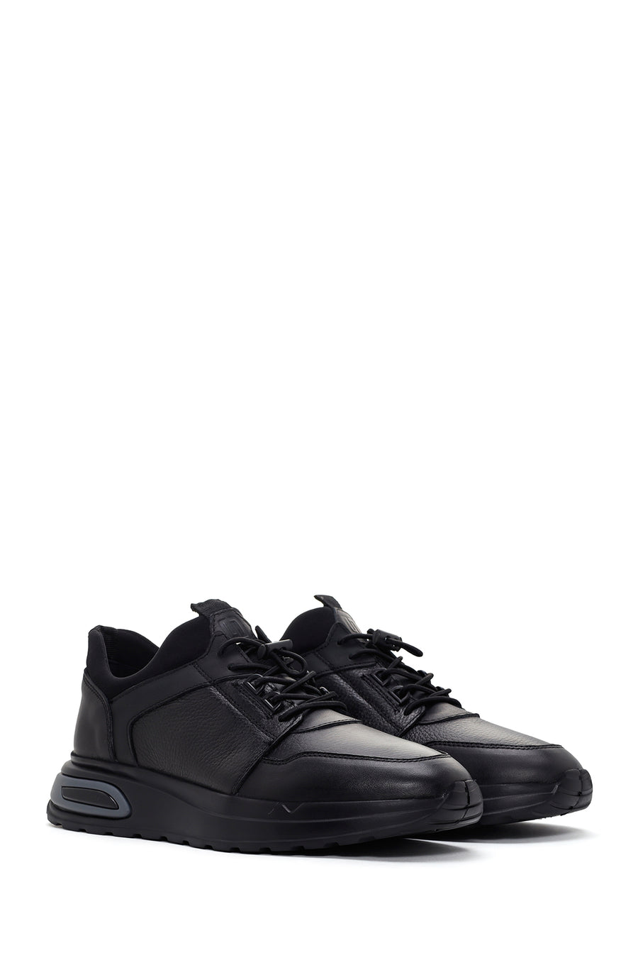 Men's Black Lace-Up Leather Casual Sneaker