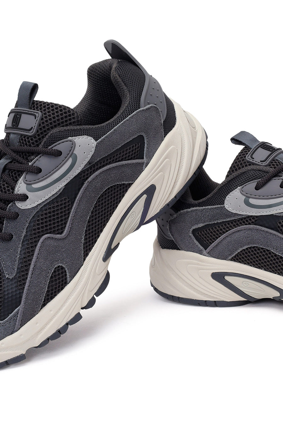 Erkek Gri Bağcıklı Kalın Tabanlı Deri Sneaker