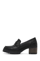 Kadın Siyah Kalın Topuklu Deri Maskülen Loafer | Derimod