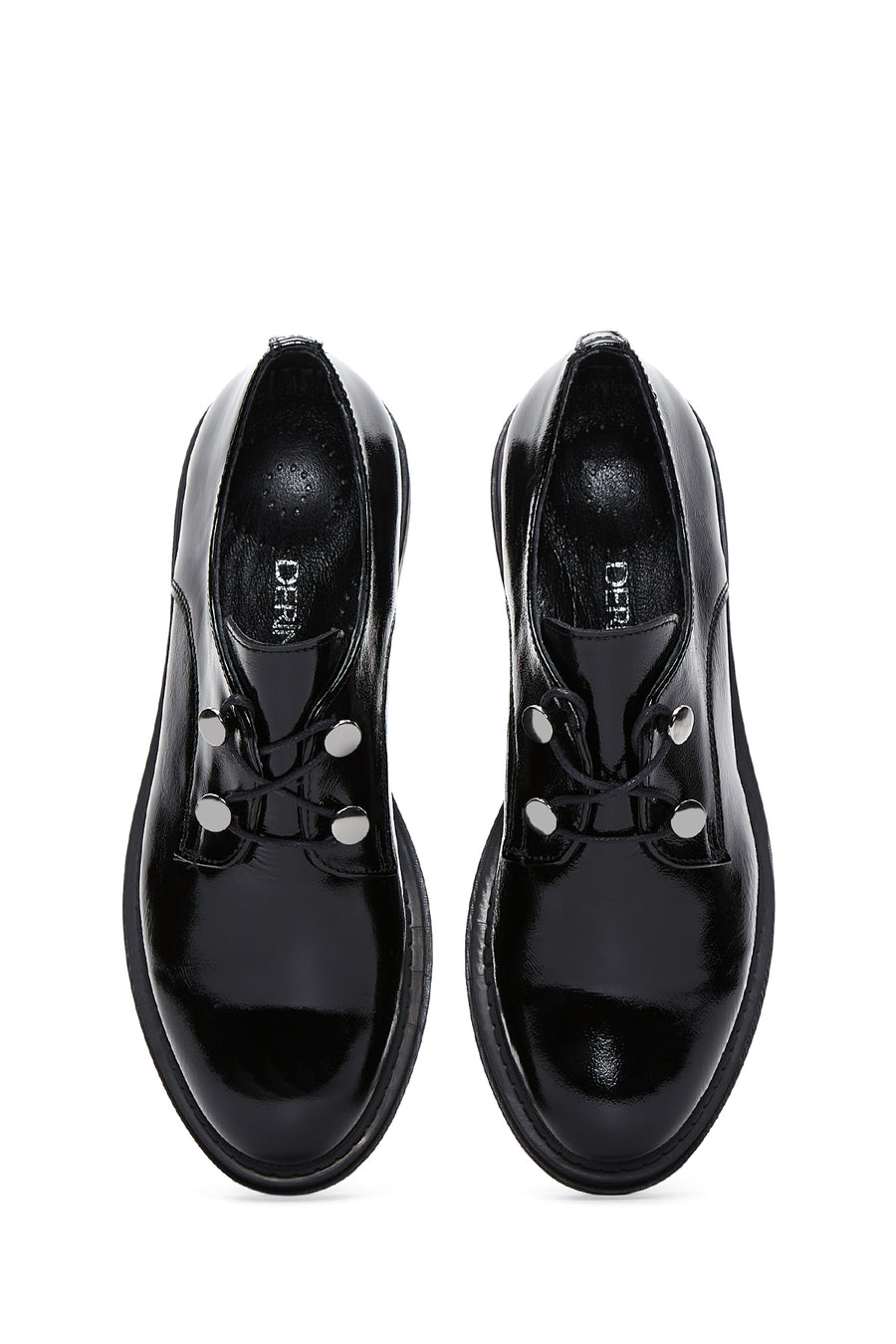 Women's Black Patent Leather Masculine Shoes