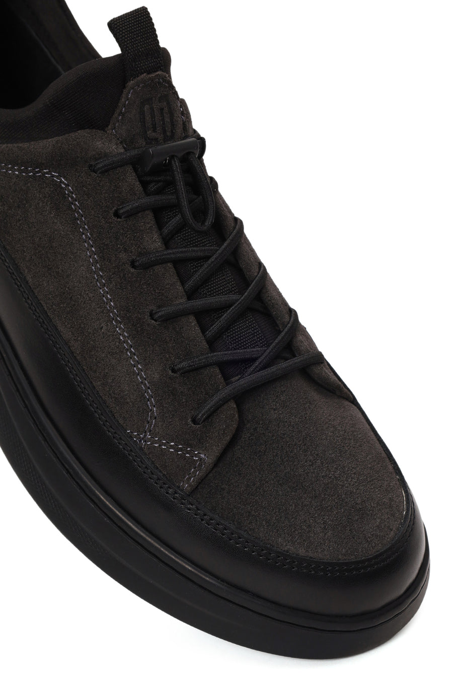Erkek Gri Bağcıklı Kalın Tabanlı Deri Sneaker