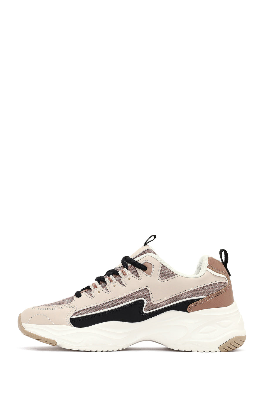 Women's Beige Lace-Up Thick-Soled Sneaker