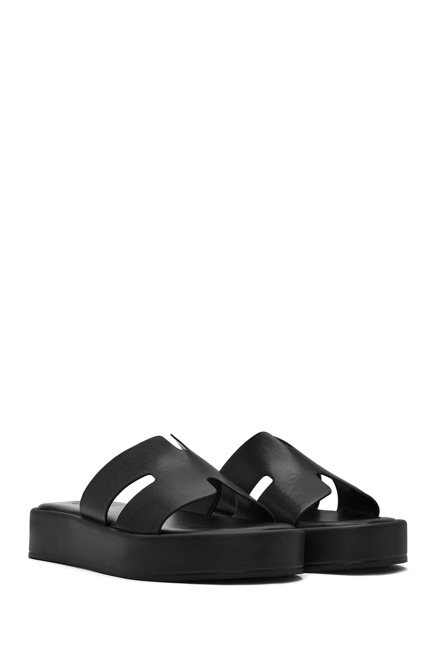 Women's Black Thick Soled Slippers