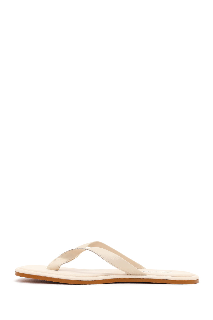 Woman Cream Toe-Post Leather Slippers