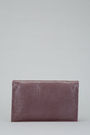 Snake Patterned Women's Purple Leather Portfolio | Derimod