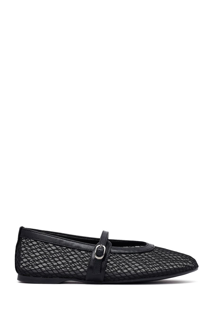 Woman Black Netted Buckled Ballerinas 25SFE485114 | Derimod