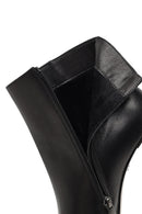 Women's Black Zippered Thin Heeled Leather Boot | Derimod