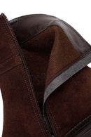 Woman Brown Thick-Soled Zip Closure Suede Casual Boots | Derimod