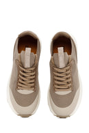 Derimod Zero Men's Beige Lace-Up Thick Soled Fabric Sneaker | Derimod