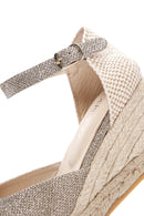Women's Beige Ankle Strap Wedge Heels Leather Espadrille | Derimod