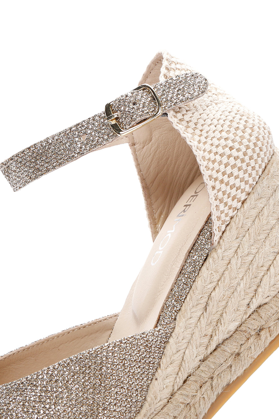 Women's Beige Ankle Strap Wedge Heels Leather Espadrille