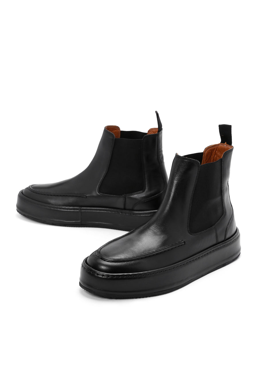 Men's Black Leather Chelsea Sports Boots