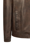 Oscar Male Brown Zippered Leather Jacket | Derimod