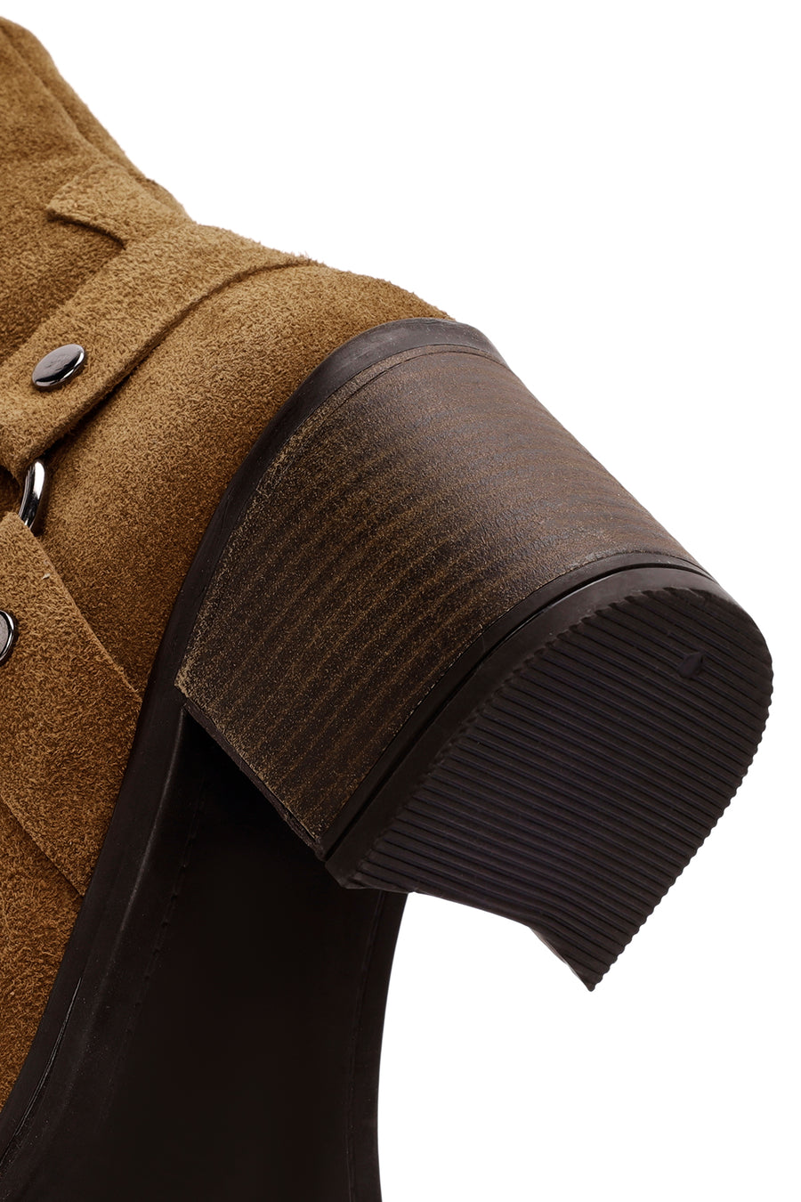 Women's Brown Heeled Zippered Suede Leather Boots