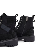 Woman Black Zippered Leather Postal Boots | Derimod