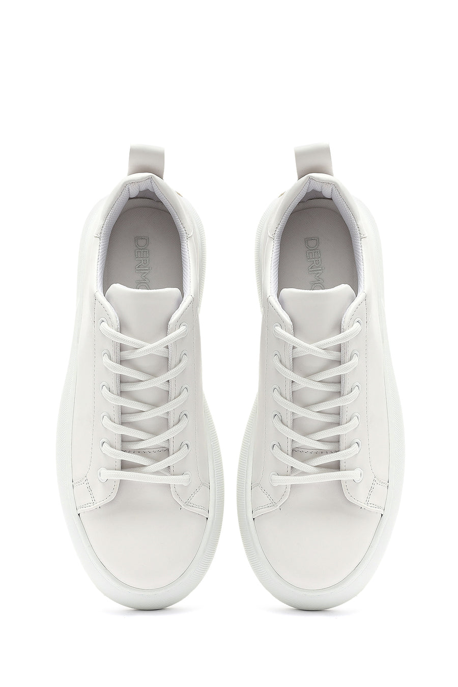 Women's White Lace-Up Thick Soled Sneaker