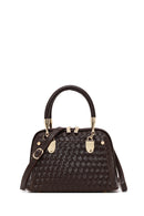 Woman Brown Long-Strap Knitted Classic Shoulder Bag | Derimod