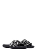 Woman Black Stone Slippers | Derimod